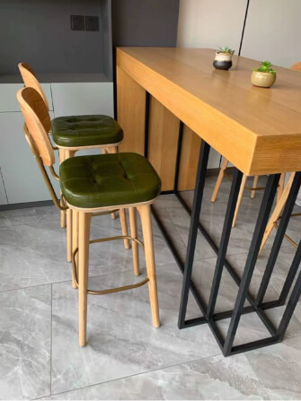 เก้าอี้บาร์ MY DOLLS HOUSE COCO 75 ซม. สีไม้อ่อน เบาะสีเขียว_2